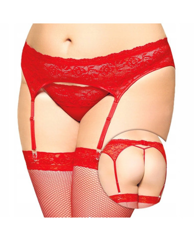 Zmysłowy pas do pończoch ze stringami XXXL